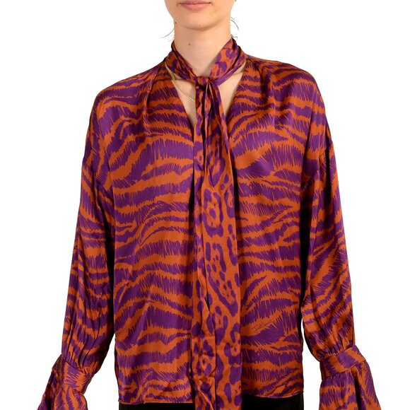 Just Cavalli Women's Multi-Color Long Sleeve Blouse Top US S IT 40 - Picture 1 of 6